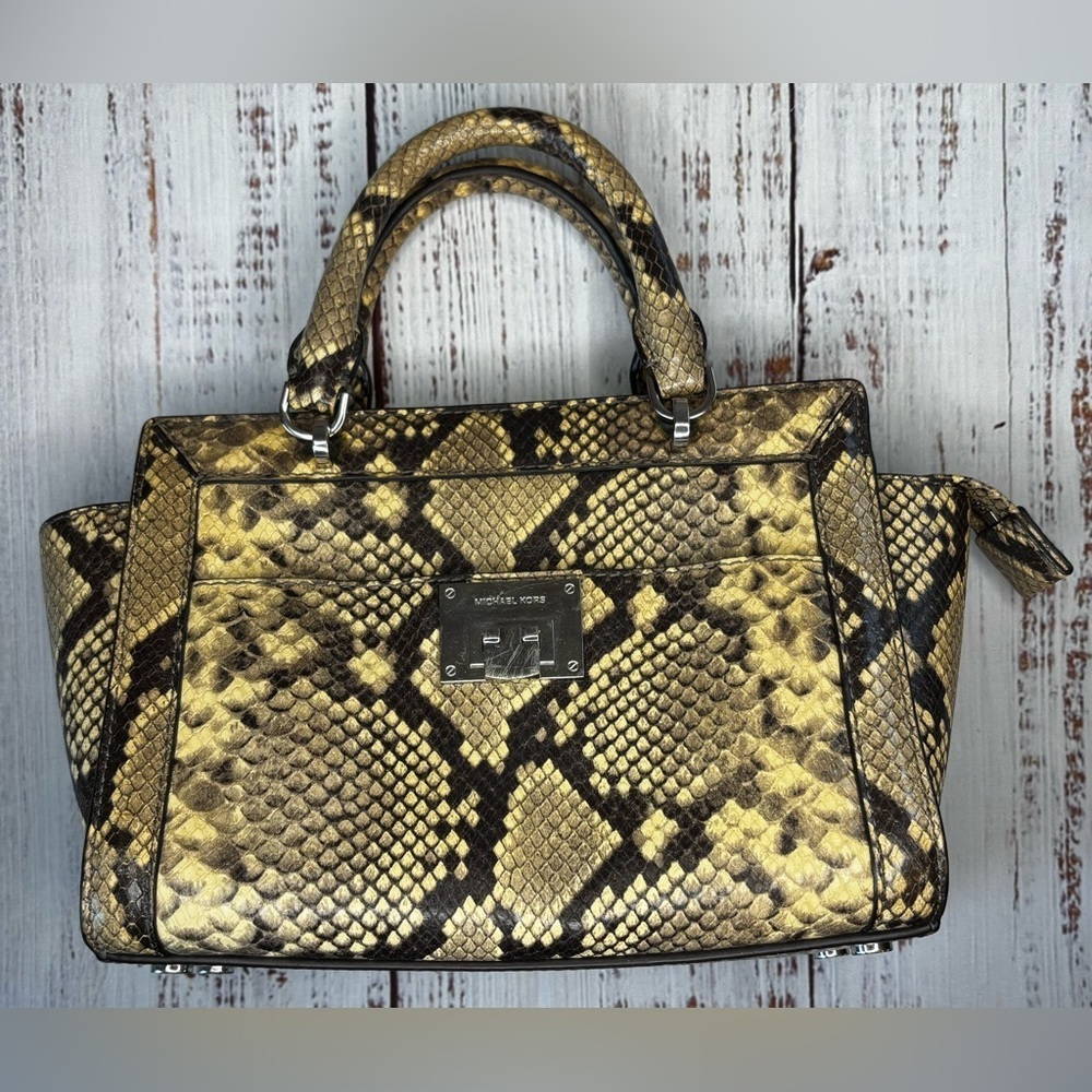 Michael Kors Snake Skin Embossed Satchel - Picture 7 of 16